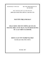 Hoạt động truyền thông quảng bá thương hiệu có sử dụng người định hướng dư luận trên facebook