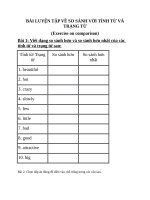 BÀI LUYỆN tập về SO SÁNH với TÍNH từ và TRẠNG từ