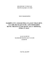 Nghiên cứu ảnh hưởng của đất than bùn và chế độ ngập nước đến sinh khối rừng Tràm Vườn quốc gia U Minh Hạ, tỉnh Cà Mau