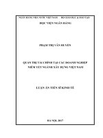 Quản trị tài chính tại các doanh nghiệp  niêm yết ngành xây dựng Việt Nam