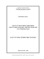 Quản lý hoạt động Kiểm định chất lượng giáo dục trường mầm non của tỉnh Bắc Kạn (LV thạc sĩ)