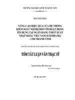 Nâng cao hiệu quả của hệ thống kiểm soát nội bộ đối với hoạt động tín dụng tại ngân hàng TMCP xuất nhập khẩu việt nam (eximbank)   chi nhánh vinh (tt) 