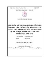 Kiến thức và thực hành theo dõi phản ứng sau tiêm chủng của bà mẹ có con dưới 1 tuổi và một số yếu tố liên quan tại hai huyện thành phố của tỉnh thanh hóa năm 2016