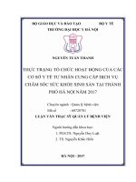 Thực trạng tổ chức, hoạt động của các cơ sở y tế tư nhân cung cấp dịch vụ chăm sóc sức khỏe sinh sản tại thành phố hà nội năm 2017 