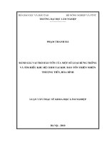 Đánh giá vai trò bảo tồn của một số loại rừng trồng và tìm hiểu khu hệ chim tại khu bảo tồn thiên nhiên thượng tiến, hòa bình 