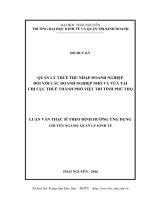 Quản lý thuế thu nhập doanh nghiệp đối với doanh nghiệp nhỏ và vừa tại Chi cục Thuế thành phố Việt Trì  Phú Thọ (LV thạc sĩ)