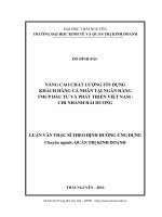 Nâng cao chất lượng tín dụng khách hàng cá nhân tại Ngân hàng TMCP Đầu tư và phát triển Việt Nam  Chi nhánh Hải Dương (LV thạc sĩ)