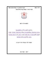 Nghiên cứu kết quả thụ tinh trong ống nghiệm trong hai năm 2010 và 2015 tại trung tâm hỗ trợ sinh sản quốc gia 