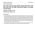 T 121 05 or t121m xác định dung trọng (khối lượng thể tích), thể tích mẻ trộn và hàm lượng khí (theo tỷ trọng) của bê tông 