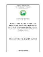 Đánh giá công tác bồi thường giải phóng mặt bằng để thực hiện một số dự án trên địa bàn thành phố Lạng Sơn, tỉnh Lạng Sơn