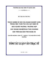 Trách nhiệm xã hội của doanh nghiệp (CSR) trong việc tuân thủ các quy định về bảo vệ môi trường trường hợp các doanh nghiệp khai thác khoáng sản trên địa bàn tỉnh nghệ an (tt) 