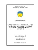 Vận dụng thẻ cân bằng điểm (balanced scorecard) để đánh giá thành quả hoạt động tại trường trung cấp bến thành  