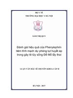 Đánh giá hiệu quả của phenylephrin tiêm tĩnh mạch dự phòng tụt huyết áp trong gây tê tủy sống để mổ lấy thai 