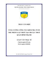 Tăng cường công tác kiểm tra tuân thủ pháp luật thuế tại chi cục thuế quận bình thạnh  