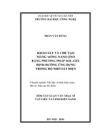 Khảo sát chế tạo màng mỏng zno bằng phương pháp sol gel định hướng ứng dụng trong bộ nhớ sắt điện