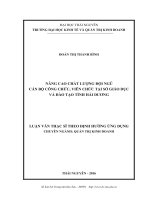 Nâng cao chất lượng đội ngũ cán bộ công chức, viên chức tại sở giáo dục và đào tạo tỉnh hải dương 