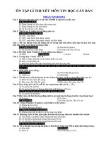 ÔN TẬP LÍ THUYẾT MÔN TIN HỌC CĂN BẢN