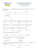 Đề thi thử THPT 2017 môn Toán trường THPT Lê Lợi Thanh Hóa File word Có lời giải chi tiết
