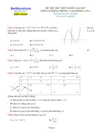 Đề thi thử THPT 2017 môn Toán trường THPT Lê Hồng Phong Nam Định Lần 1 File word Có lời giải chi tiết