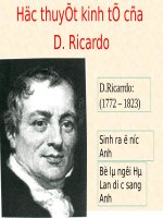 Học thuyết kinh tế của d ricacdo 