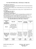 MA TRẬN ĐỀ KIỂM TRA 1 TIẾT ĐỊA LÍ 7 HỌC KÌ I