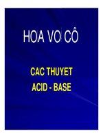 Bài giảng hóa vô cơ chương 2 các thuyết acid base 
