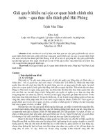 GIẢI QUYẾT KHIẾU NẠI CỦA CƠ QUAN HÀNH CHÍNH NHÀ NƯỚC   QUA THỰC TIẾN THÀNH PHỐ HẢI PHÒNG 