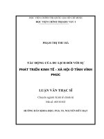 TÁC ĐỘNG CỦA DU LỊCH ĐỐI VỚI SỰ  PHÁT TRIỂN KINH TẾ  XÃ HỘI Ở TỈNH VĨNH PHÚC