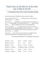tuyển chọn các bài điền từ và đọc hiểu hay có đáp án chi tiết
