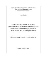 NÂNG CAO CHẤT LƯỢNG THAM MƯU,  TỔNG HỢP CỦA VĂN PHÒNG CẤP CHÍNH QUYỀN  CƠ SỞ TRÊN ĐỊA BÀN HUYỆN QUAN HÓA,  TỈNH THANH HÓA, GIAI ĐOẠN 20152020