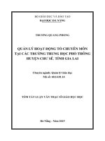 Quản lý hoạt động tổ chuyên môn tại các trường trung học phổ thông huyện chư sê, tỉnh gia lai 