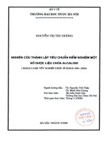 Nghiên cứu thành lập tiêu chuẩn kiểm nghiệm một số dược liệu chứa alcaloid  