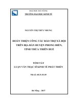 Hoàng thiện công tác bảo trợ xã hội trên địa bàn huyện phong điền, tỉnh thừa thiên huế 