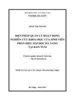 Biện pháp quản lý hoạt động nghiên cứu khoa học của sinh viên phân hiệu đại học đà nẵng tại kon tum 