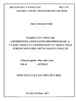 Nghiên cứu nồng độ Lipoprotein-Associated Phospholipase A2 và kiểu hình của Lipoprotein tỷ trọng thấp  ở bệnh nhân hội chứng mạch vành cấp  (TT)