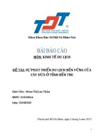 BÀI báo cáo môn KINH tế DU LỊCH sự PHÁT TRIỂN DU LỊCH bền VỮNG của cây dừa ở TỈNH bến TRE 