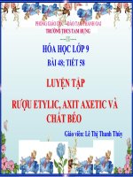 Bài 48. Luyện tập: Rượu etylic, axit axetic và chất béo