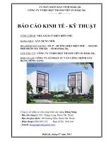 Báo cáo kinh tế kĩ thuật CÔNG TRÌNH NHÀ SÁCH 27 điện BIÊN PHỦ