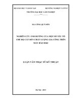 Nghiên cứu ảnh hưởng của một số yếu tố chế độ cắt đến chất lượng gia công trên máy bàob365 