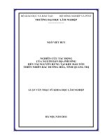 Nghiên cứu tác động của người dân địa phương đến tài nguyên rừng tại khu bảo tồn thiên nhiên bắc hướng hóa   tỉnh quảng trị 