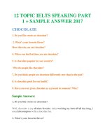 12 TOPIC IELTS SPEAKING PART 1 + SAMPLE ANSWERS 2017