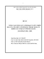 Nâng cao năng lực lãnh đạo và sức chiến đấu của  tổ chức cơ sở đảng thuộc Đảng ủy Khối các cơ quan tỉnh Hà Giang giai đoạn 2016 2020”