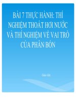 Bài 7. Thực hành: Thí nghiệm thoát hơi nước và thí nghiệm về vai trò của phân bón