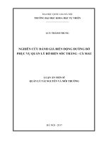 Nghiên cứu đánh giá biến động đường bờ phục vụ quản lý bờ biển sóc trăng   cà mau 