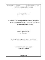 Nghiên cứu cơ sở lập biểu thể tích thân cây đứng cho một số loài cây ở khu vực rừng tự nhiên bắc trung bộ 