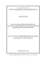 Nâng cao chất lượng nguồn nhân lực tại Công ty trách nhiệm hữu hạn một thành viên Kinh doanh nước sạch Hải Dương (LV thạc sĩ)