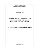Đánh giá hiệu quả sử dụng đất sản xuất nông nghiệp trên địa bàn huyện chi lăng , tỉnh lạng sơn 