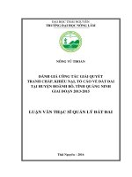 Đánh giá công tác giải quyết tranh chấp, khiếu nại, tố cáo về đất đai tại huyện hoành bồ, tỉnh quảng ninh giai đoạn 2013   2015 