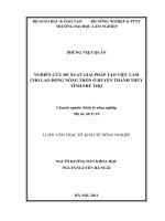 Nghiên cứu đề xuât giải pháp tạo việc làm cho lao động nông thôn ở huyện thanh thủy, tỉnh phú thọ 