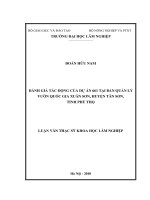 Đánh giá tác động của dự án 661 tại ban quản lý vườn quốc gia xuân sơn, huyện tân sơn,tỉnh phú thọ 